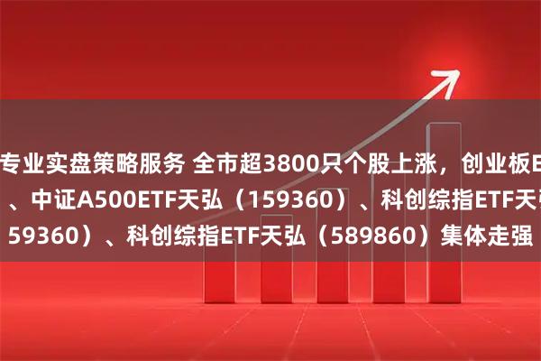 专业实盘策略服务 全市超3800只个股上涨，创业板ETF天弘（159977）、中证A500ETF天弘（159360）、科创综指ETF天弘（589860）集体走强